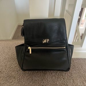 Freshly Picked diaper bag. Black leather. Like new!